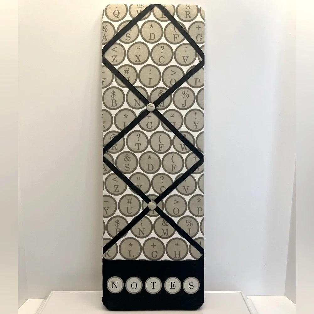 Tan/Black/White Memo/Photo Board. Size is 24” Tall by 8” Wide. New without Tags.